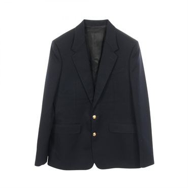 CELINE Tailored Jacket Blazer Wool Navy #42 Used Women
