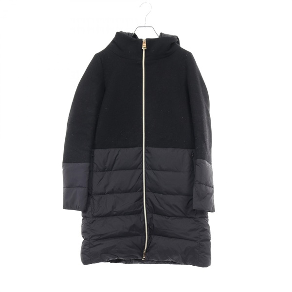 Herno Down Jacket with Hood PI0848D wool Nylon Black #40 Used Women
