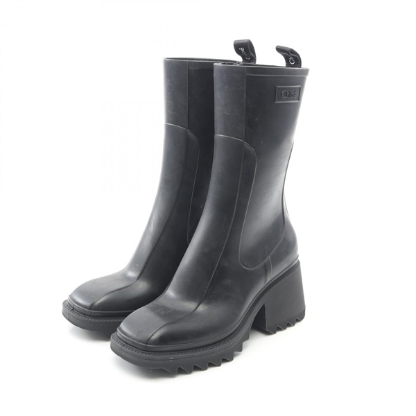 Chloe Betty Rain Shoes rubber Black #37 Used Women