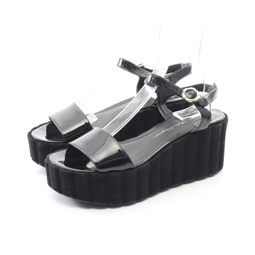 Salvatore Ferragamo Platform Sandals Shoes #7 Patent leather Black Used Women