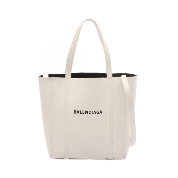BALENCIAGA EVERYDAY XXS Shoulder Tote Bag 551815 leather White Used Women logo