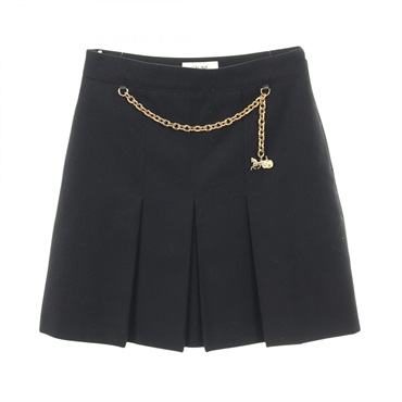CELINE Sulky Chain skirt wool Black Gold #38 Used Women