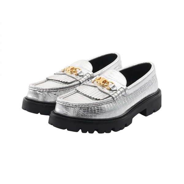 CELINE Triomphe Margaret Loafers Shoes leather Silver Used Women size 38