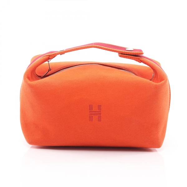 HERMES Bride a Brac GM Handbag pouch canvas Orange Feu Used Women SHW