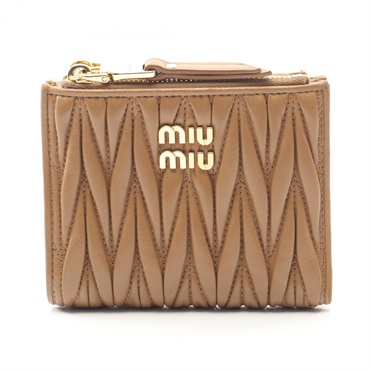 Miu Miu MATELASSE Bi-fold wallet purse 5ML024 leather Brown Used Women