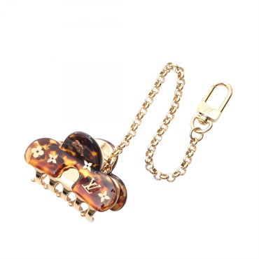 LOUIS VUITTON Hair clip charm M02911 Gold Plated Plastic Brown Used women