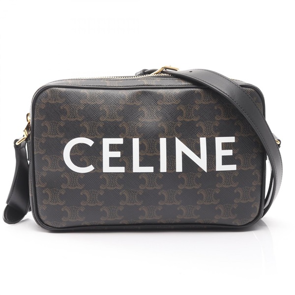 CELINE Triomphe Medium Messenger crossbody Shoulder Bag 194502 canvas leather BK