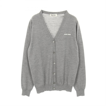 Miu Miu Logo cardigan wool Gray #38 Used Women