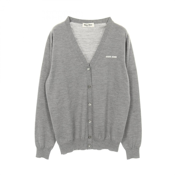 Miu Miu Logo cardigan wool Gray #38 Used Women