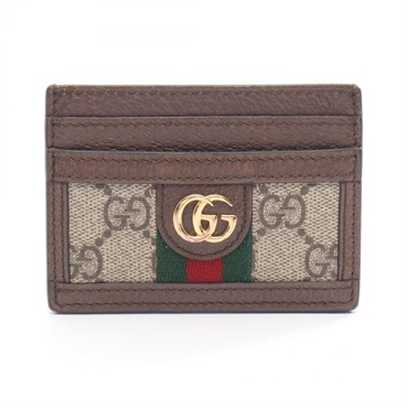 GUCCI Ophidia GG Supreme Card Case holder 523159 leather PVC canvas Beige Used