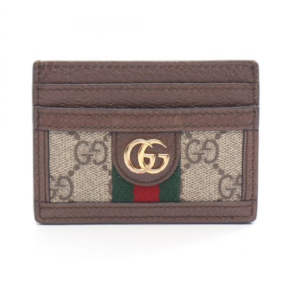 GUCCI Ophidia GG Supreme Card Case holder 523159 leather PVC canvas Beige Used