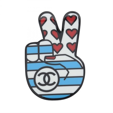 CHANEL COCO Mark Piece Brooch pin Plastic White Multicolor Used Women CC