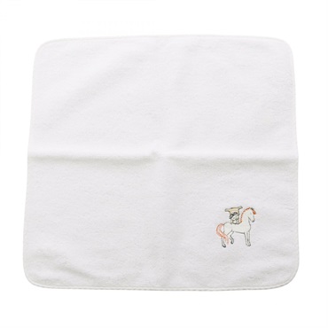 HERMES Cabriole Hand Towel cotton White Used unisex