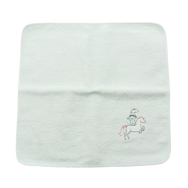 HERMES Cabriole Hand Towel cotton Green Used unisex