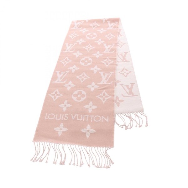 LOUIS VUITTON LV Essential Scarf Stole Wrap M77854 wool Rose Pink White Used