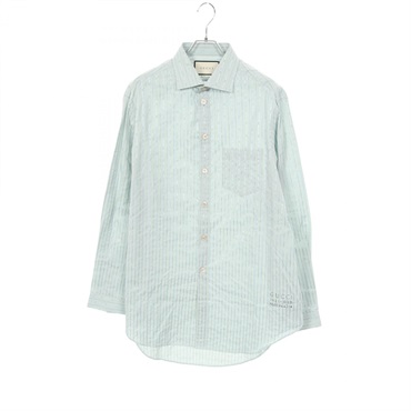 GUCCI stripe shirt long sleeve tops 574508 cotton Rayon Blue Used mens #52