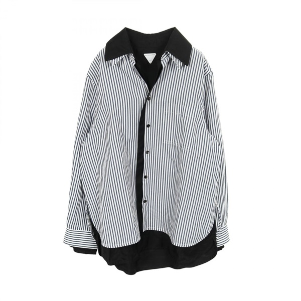 BOTTEGA VENETA Layered Stripes Shirt tops #46 cotton Fabric White Blue BK Used