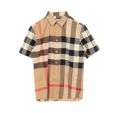 BURBERRY Vintage Check cutter Short sleeved Shirt Top cotton Beige Used size M
