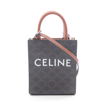 CELINE Mini Vertical Cabas Triomphe crossbody Handbag 194372 canvas leather BK