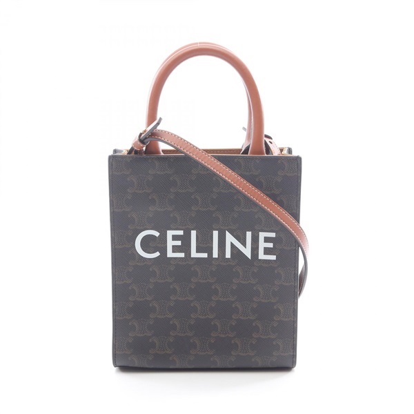 CELINE Mini Vertical Cabas Triomphe crossbody Handbag 194372 canvas leather BK