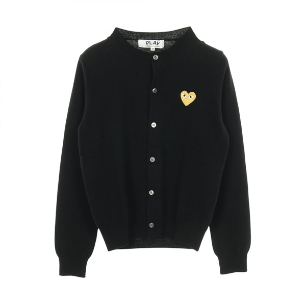 PLAY COMME des GARCONS Heart logo patch Cardigan Knitwear wool Black Used size M