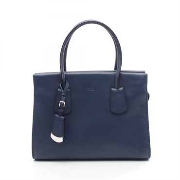 TOD'S NOTE Note Shopping Small Tote Handbag leather Navy Used Women