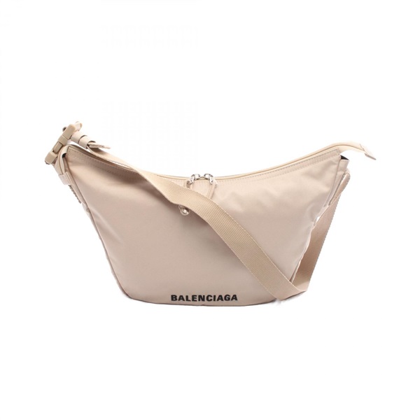 BALENCIAGA Wheel Shoulder Handbag 655009 Nylon Beige Used unisex