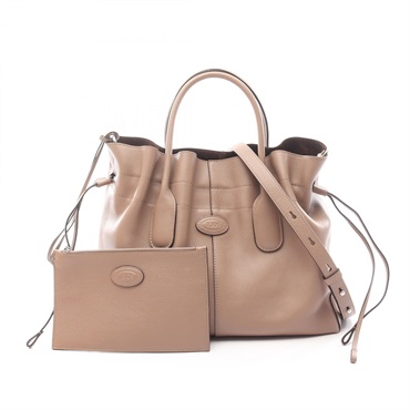 TOD'S DI Drawstring crossbody shoulder tote Handbag leather Gray Used Women