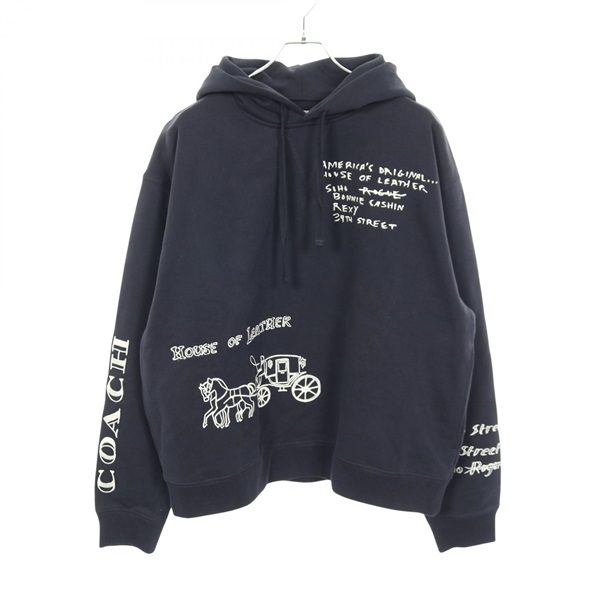 COACH Horse And Carriage Hoodie sweatshirt #M CBL87 cotton Navy Used mens
