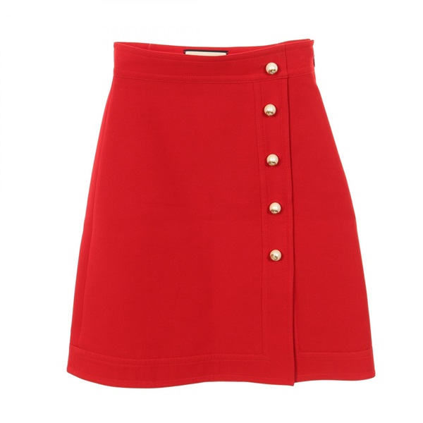 GUCCI GG pearl button A-line skirt #36 wool Red Used Women