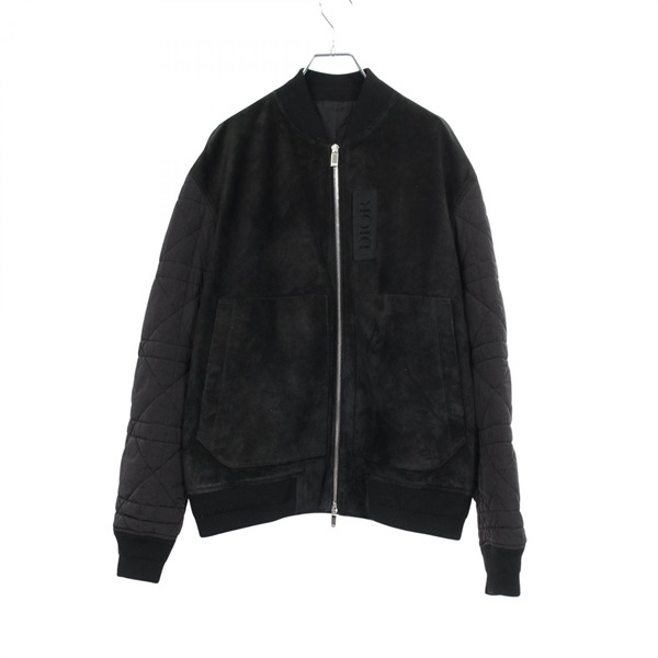Dior Cannage Varsity Jacket Blouson Jacket Suede Nylon Black Used mens size 52