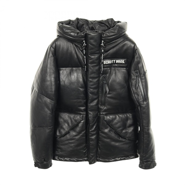 Schott 2Tone Snokel Down Parka/ jacket leather Black #S Used mens