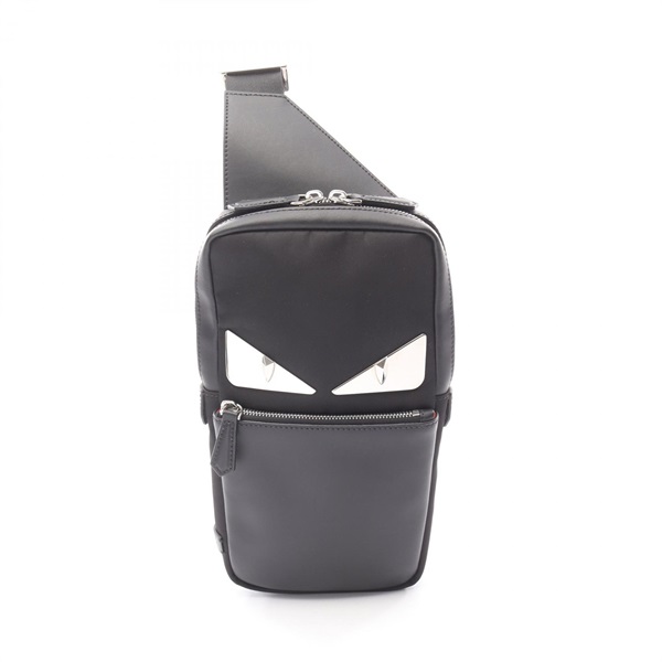 FENDI Monster bugs eye Waist Crossbody Bum bag 7VZ033 leather Nylon Black Used
