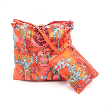 HERMES Silky City PM Della Cavalleria Shoulder crossbody Bag X silk Orange SHW