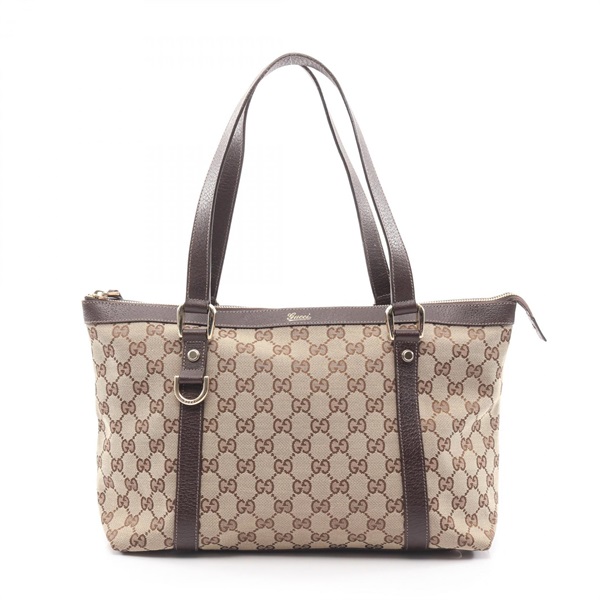 GUCCI Abbey GG canvas Shoulder Tote Bag 141470 canvas leather Beige Brown Used