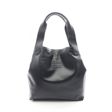 Miu Miu Hobo Tote shoulder Bag 5BC119 leather Black Used Women