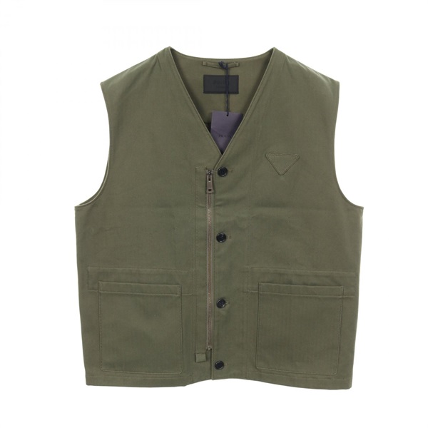 PRADA Triangle logo gilet Vest cotton Khaki Used mens size 52