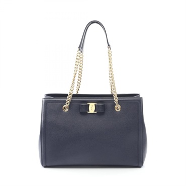 Salvatore Ferragamo MELIKE Tote chain shoulder Bag 21 G508 leather Navy Used