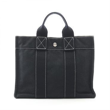 HERMES Sac Deauville PM Handbag canvas Black Used Women SHW
