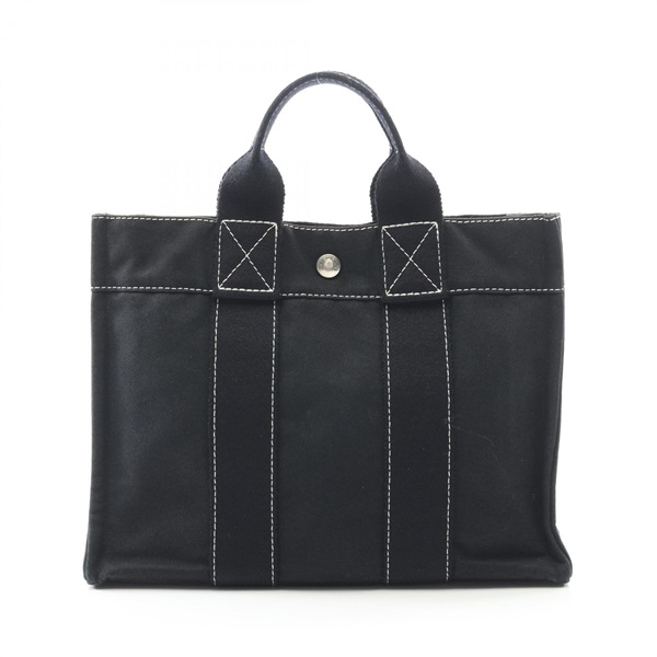 HERMES Sac Deauville PM Handbag canvas Black Used Women SHW