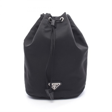 PRADA Pouch Mini drawstring Bag 1NA369 Nylon Black Triangle logo Used Women