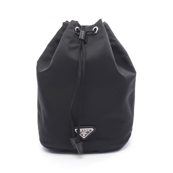 PRADA Pouch Mini drawstring Bag 1NA369 Nylon Black Triangle logo Used Women