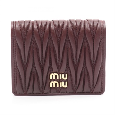 Miu Miu MATELASSE Bi-fold wallet compact purse 5MV204 leather Bordeaux Used