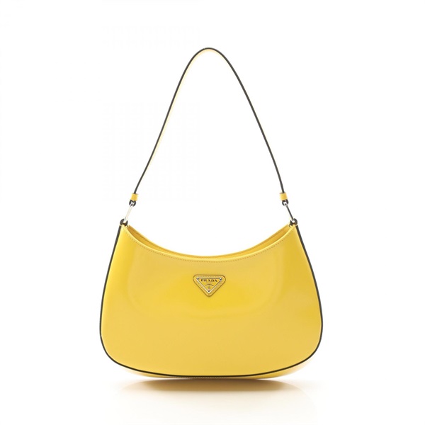 PRADA Creo Shoulder Bag 1BC499 Brushed leather Yellow Used Women