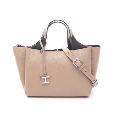 TOD'S Timeless Mini shoulder crossbody Handbag leather Beige Used Women