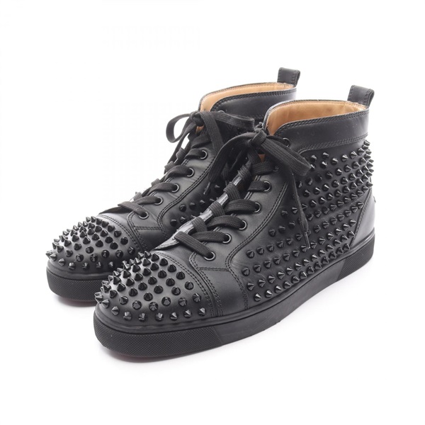 Christian Louboutin LOUIS FLAT Spike Studs Sneakers #41 1/2 leather Black Used