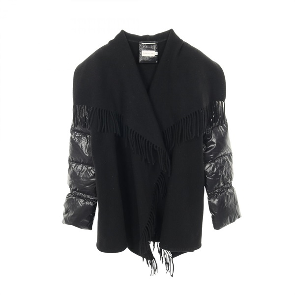 MONCLER MANTELLA Poncho Cape Down jacket coat #S wool Nylon Black Used Women