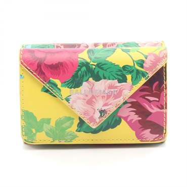 BALENCIAGA Paper mini Tri-fold wallet 391446 leather Yellow Multicolor Used