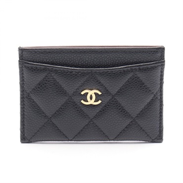 CHANEL Matelasse Card Case holder AP0213 Grained Calfskin leather Black Used GHW