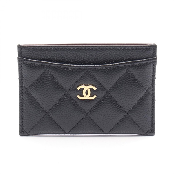 CHANEL Matelasse Card Case holder AP0213 Grained Calfskin leather Black Used GHW